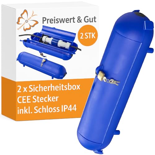 Preiswert&Gut 2 x wasserdichte Kabelbox für den Außenbereich mit IP44, wetterbeständige Große Schutzbox für Verlängerungskabel, Länge 367mm ⌀ 90mm Farbe Blau Preiswert&Gut 2 x wasserdichte Kabelbox für den Außenbereich mit IP44, wetterbeständige Große Schutzbox für Verlängerungskabel, Länge 367mm ⌀ 90mm Farbe Blau von Preiswert & Gut