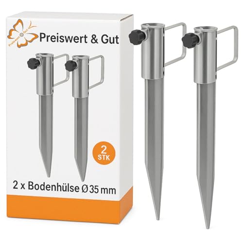 Preiswert&Gut 2X Rasendorn Bodenhülse für SAT Antenne, Wäschespinne und Sonnenschirm – Schirmständer mit Halterung für Hundeleine, Ø35 mm, Erdspieß Bodenspieß für stabilen Halt im Garten Preiswert&Gut 2X Rasendorn Bodenhülse für SAT Antenne, Wäschespinne und Sonnenschirm – Schirmständer mit Halterung für Hundeleine, Ø35 mm, Erdspieß Bodenspieß für stabilen Halt im Garten von Preiswert & Gut