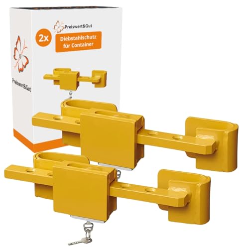 Preiswert&Gut 2x Containerschloss 4 Schlüssel: Signalgelbes Frachtcontainer Schloss, 23-42 cm, für LKW, Baucontainer und Überseecontainer für Diebstahlschutz Container Diebstahlsicherung von Preiswert & Gut