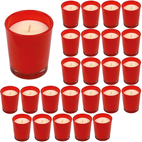 Votivkerzen im Glas ohne Duft 25 Stk Glas Teelichter Wachs Teelicht Kerze (Rot) von Preiswert & Gut