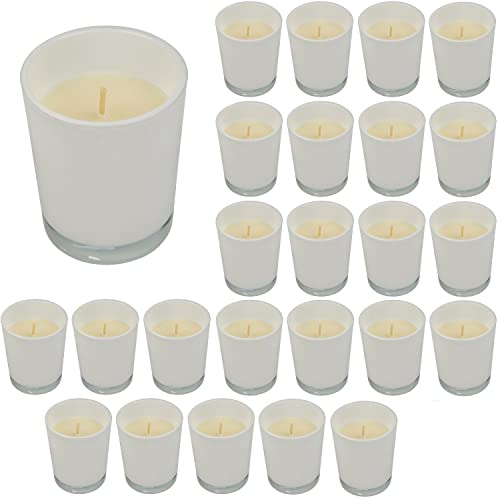 Votivkerzen im Glas ohne Duft 25 Stk Glas Teelichter Wachs Teelicht Kerze (Weiß) von Preiswert & Gut
