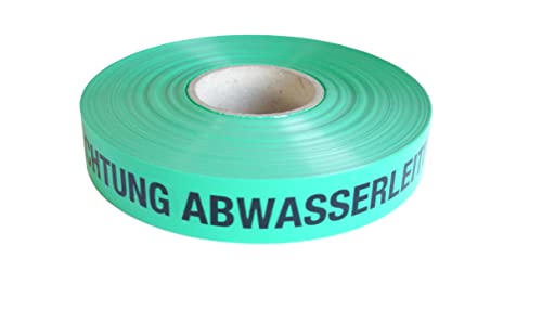 PremSecure Trassenwarnband Achtung Abwasserleitung Warnband Abwasser Schmutzwasser Wasser Leitung Trassenband 250m Trassierband grün schwarz 40mm breit von PremSecure