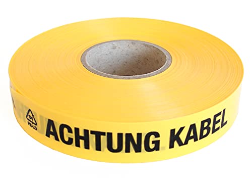 Trassenwarnband 250m Achtung Kabel Trassenband Warnband Trassierband Erdkabel 40mm breit 0,15mm stark schwarz gelb von PremSecure