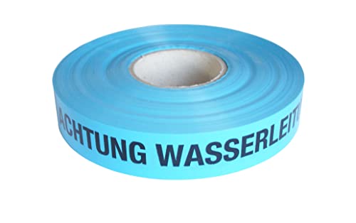 Trassenwarnband Achtung Wasserleitung Warnband Trinkwasser Wasser Leitung Trassenband Trassierband 3000m blau schwarz von PremSecure