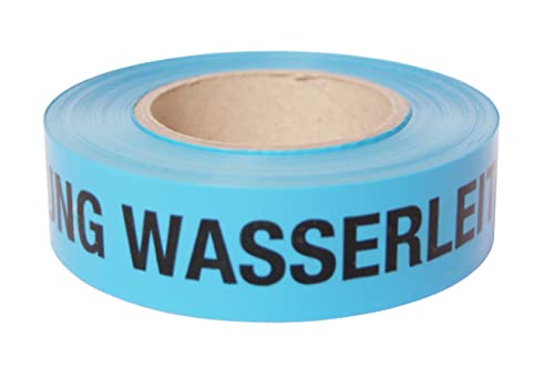 Trassenwarnband Achtung Wasserleitung Warnband Trinkwasser Wasser Leitung Trassenband Trassierband 75m blau schwarz von PremSecure