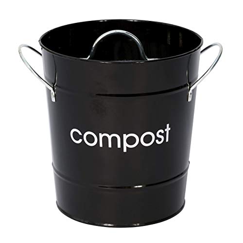 Komposteimer aus verzinktem Stahl (pulverbeschichtet) mit Zink-Griffen, Inneneimer aus Kunststoff, schwarz von Premier