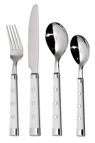 Premier Housewares Lucienne Besteck-Set 16-teilig Edelstahl in 3 Farben erhältlich, ABS Plvastic, Rostfreier Stahl, Weiß, 5x15x25 von Premier