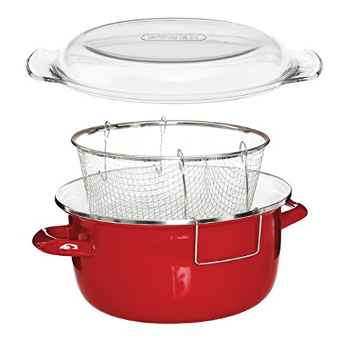 Premier Housewares 102114 Deep Fryer Friteuse, emaille, 5 liters, rot, 33 x 27 x 16 cm von Premier