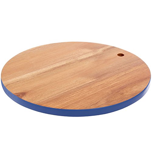 Premier Housewares 1104695 Socorro Round blau Edge-hacken-Board, Akazienholz, natürlich von Premier