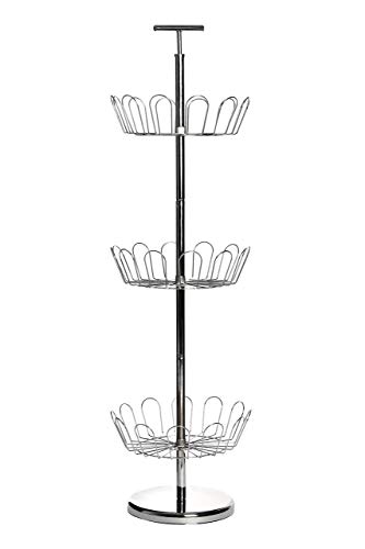 Premier Housewares 1900228 Drehbares Schuhregal, 3 Etagen, 98 x 29 cm, Chrom, Silber, 29x29x98 von Premier