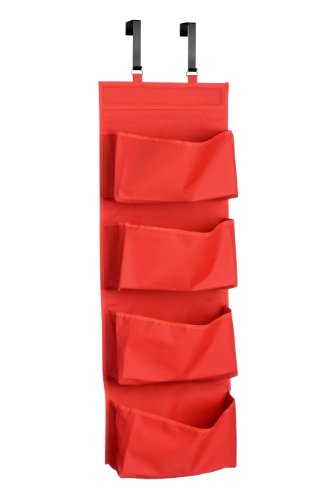 Premier Housewares 4 Tvaschen Über Tür Rot 4 Hängender Organisator, Polyester, 10x37x90 von Premier