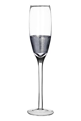 Premier Housewares Apollo Sektgläser, 4er Set, 210ml, Silver Croashatched Design von Premier