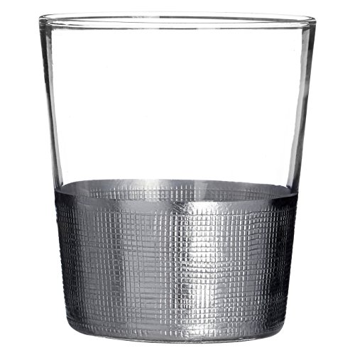 Premier Housewares Apollo Trinkglas, 4er Set, 290ml, KlarGlas, Silber Kreuzschraffur Design von Premier Housewares