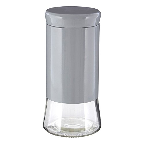 Premier Housewares Aufbewahrung Aufbewahrungsglas aus Glas-1500ml, Glas, Stahl, Grau, 12x12x24 von Premier