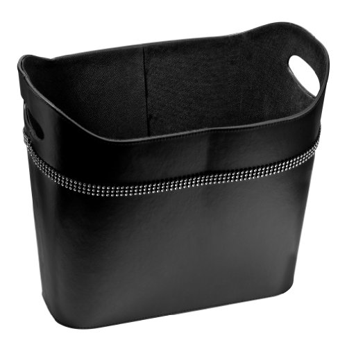 Premier Housewares Aufbewahrungsbox mit Strass-Details oval, Schwarz von Premier