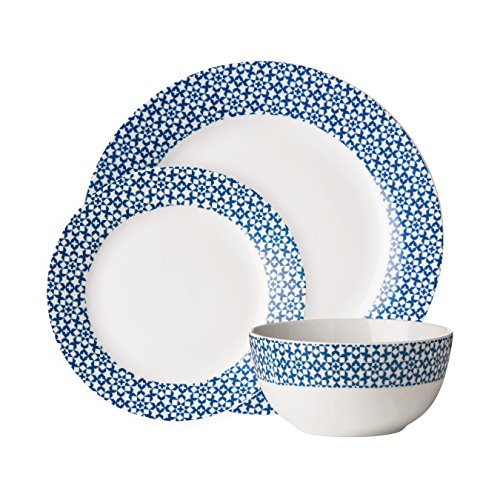 Premier Housewares Avie 12pc Cvasablanca Tafelgeschirr (Mob), Blue, Porcelain von Premier