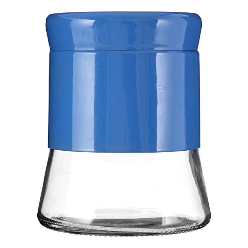 Premier Housewares Blue Steel Wrap Glass Aufbewahrung Aufbewahrungsglas aus Glas-800ml, Glas, Stahl, Blau, 12x12x14 von Premier