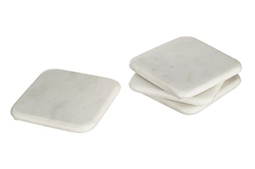 Premier Housewares Quadratische Marmor-Untersetzer, gebrochenes Weiß, 4 Stück Coasters, Marble, 10 x 10 x 1 cm von Premier