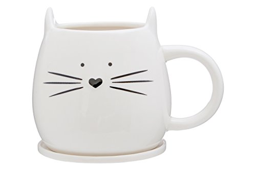 Premier Housewares Elfenbein Katze Becher & Covaster, 380ml von Premier