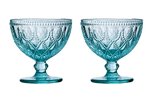 Premier Housewares Fleur Sundae Geschirr, Blaues Glas, 2er Set von Premier