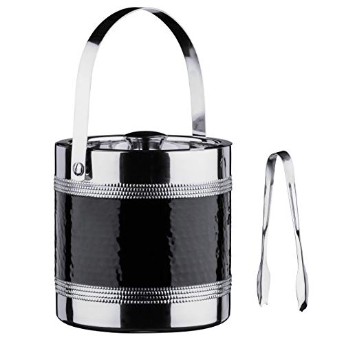 Premier Housewares Ice Bucket, Stainless Steel, Black, H17 x W16 x D16cm von Premier
