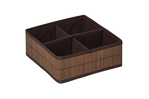 Premier Housewares Kankyo Kanky 4 Abschnitte Dunkelbraune Aufbewahrungsbox, Bambus, Karton, PP-Polypropylen, Braun, 27x27x10 von Premier