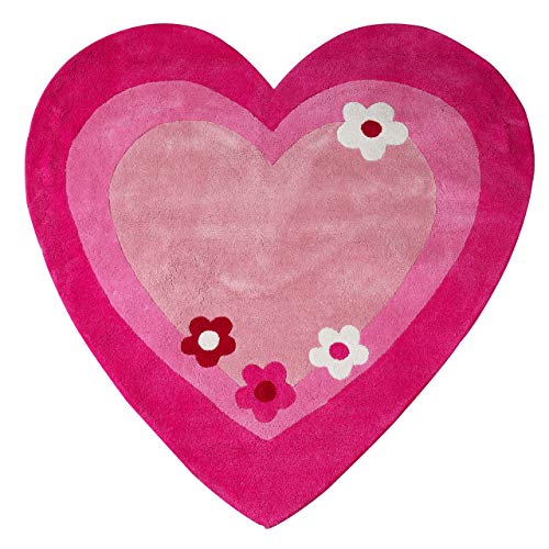 Premier Housewares Kids Love Herz Teppich, Baumwolle, pink von Premier