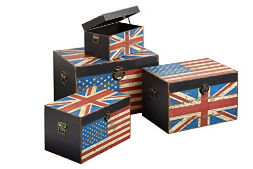 Premier Housewares Kisten mit Motiv britischer und amerikanischer Flagge, 4er-Set von Premier
