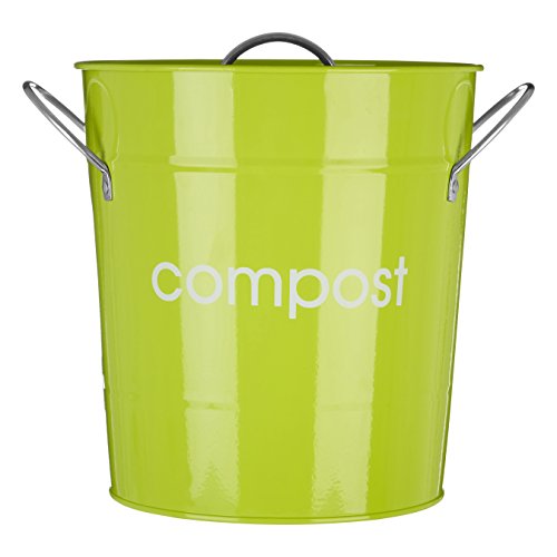 Premier Housewares Komposteimer mit Griffen und Inneneimer, verzinkter Stahl/Zink/Kunststoff, Lime Green von Premier