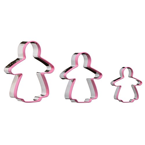 Premier Housewares Lebkuchen-Lady 3pc Cutter Set, Rostfreier Stahl, Rosa von Premier