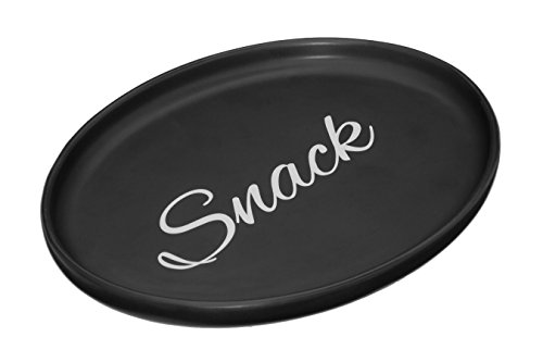 Premier Housewares Mangé Oval Snack Teller, Mattschwarz, Steinzeug von Premier