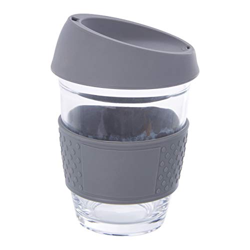 Premier Housewares Mimo Glass Mug with Grey Silicone Band Lid von Premier