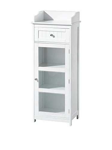 Premier Housewares Portland Freistehende Kommode mit Tür und Schublade 119x45x33 cm weiß, MDF, Weiß, 33x45x119 von Premier