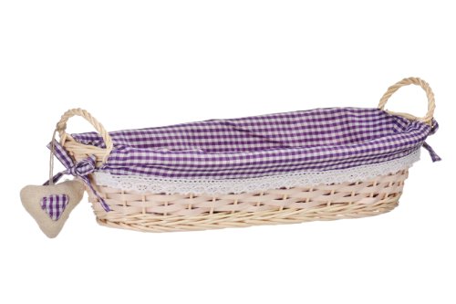 Premier Housewares Purpurroter Ginghamfutter-länglicher Weidenkorb, Willow, Muschel, Lila, 17x43x14 von Premier