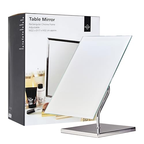 Premier Housewares Rechteckiger Tischspiegel, Chrom, Glas, Silber, 17x22x32 von Premier