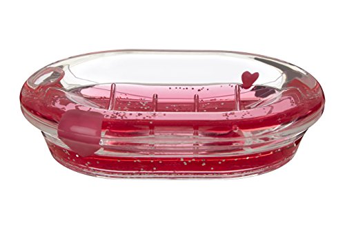 Premier Acryl-Seifenschale mit schwebenden Herzen, durchsichtig/rot, 10 x 14 x 3 cm von Premier