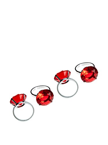 Premier Housewares Serviettenringe, 4er Set, roter Diamante, verchromt von Premier