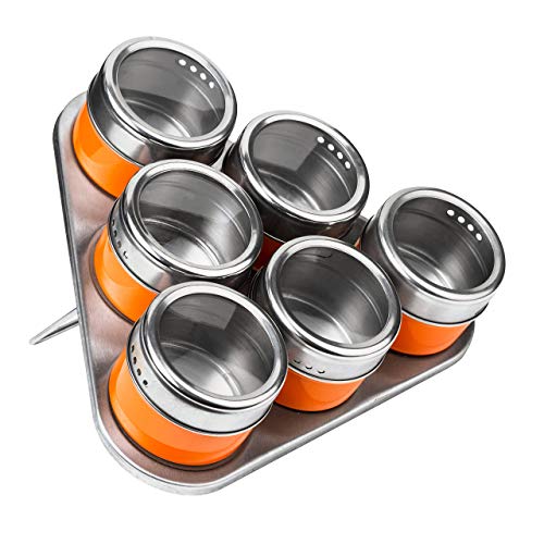 Premier Housewares Tablett magnetisch mit 6 Dosen für Gewürze Arancio von Premier