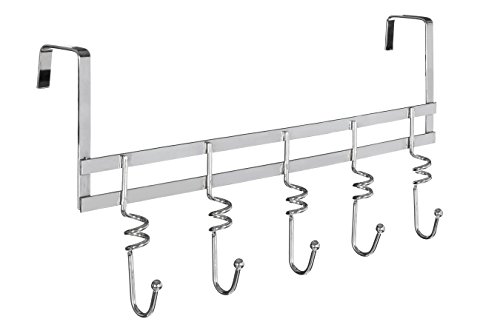 Premier Housewares Türgarderobe, 5 Haken, Chrom, Spiralen, für 45 mm Türstärke, Silber, 9x45x22 von Premier