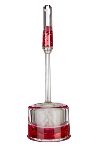 Premier Housewares Toilettenbürstenhalter aus Acryl mit schwebenden Herzen, transparent/rot, 12 x 12 x 36 cm von Premier
