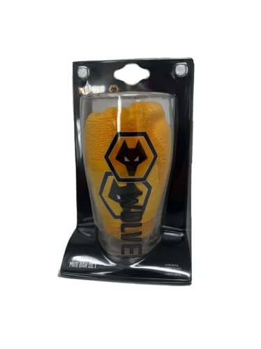 Premier Life Store Wolverhampton Wolves Glas-Bar-Set – Glasuntersetzer und Handtuch von Premier Life Store