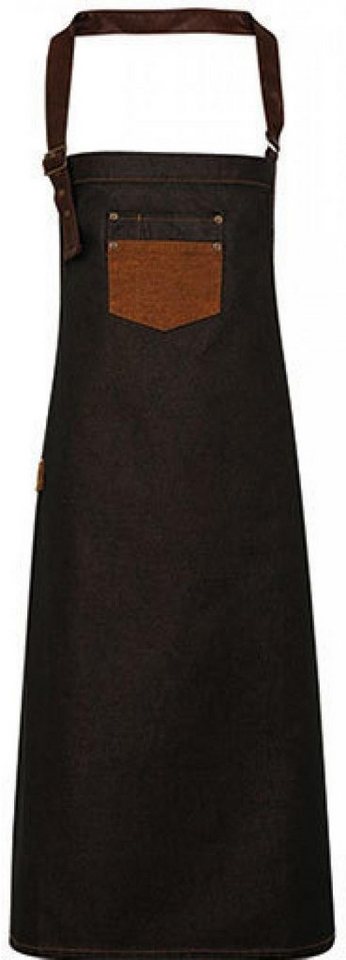 Premier Workwear Kochschürze SchürzeDivision Waxed Look Denim Bib Apron With Faux Leather von Premier Workwear