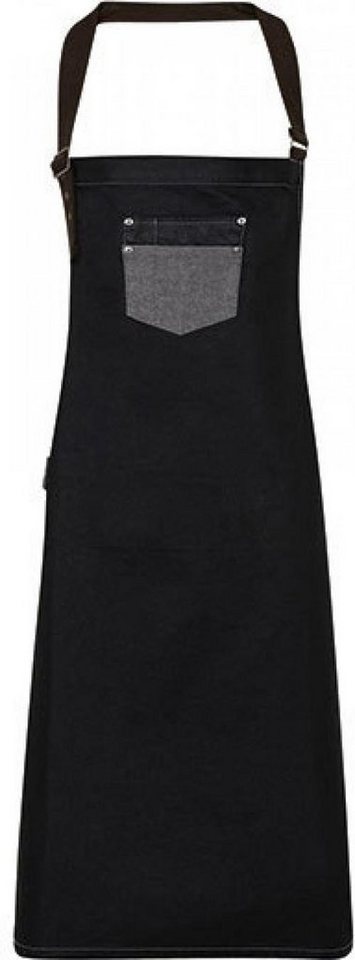 Premier Workwear Kochschürze SchürzeDivision Waxed Look Denim Bib Apron With Faux Leather von Premier Workwear