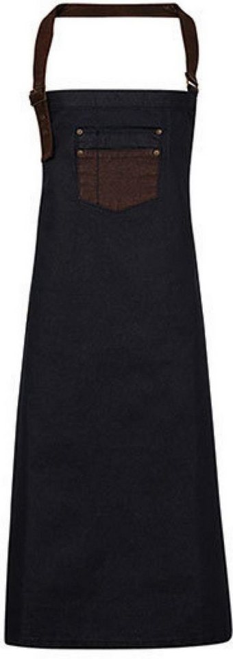 Premier Workwear Kochschürze SchürzeDivision Waxed Look Denim Bib Apron With Faux Leather von Premier Workwear