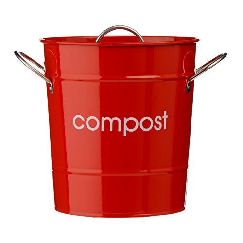 Komposteimer aus verzinktem Stahl (pulverbeschichtet) mit Zink-Griffen, Inneneimer aus Kunststoff, rot von Premier