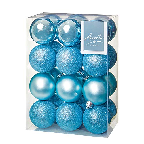 Premier 24x60mm Eisblau Multi Oberflächen Christbaumkugeln von Premier