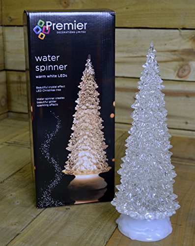 Premier 32cm Battery Operated Light up Water Spinner Christmas Tree with Warm White LEDs with Timer by Premier von Premier