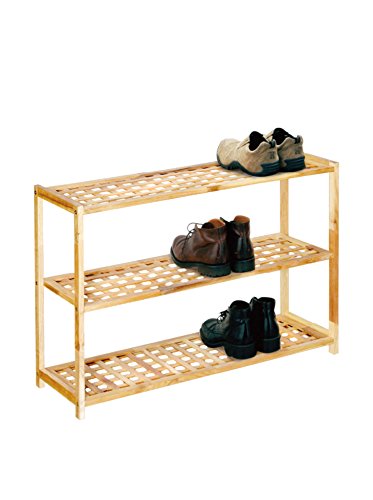 Premier Housewares 2402559 Schuhregal, Walnuasholz, 2, 3-oder 4-stöckig 3 Ablagefächer Natur, 26x79x55 von Premier