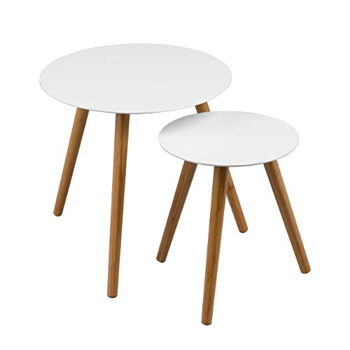 Premier Housewares 2403413 Nostra Tisch-Set, ineinanderschiebbar, Beine aus Holz, lackiert, Weiß, 2-teiliges Set von Premier
