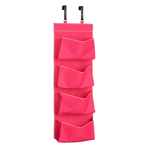 Premier Housewares 4 Tvaschen Über Tür Hot Pink 4 Tier Hanging Organizer, Polyester, Rosa, 10x34x90 von Premier